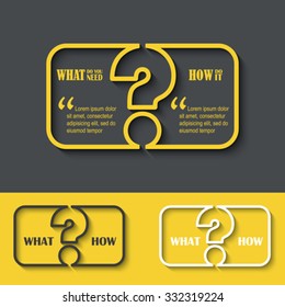 Question mark icon with paper frame for your text. FAQ sign. Creative vector illustration.