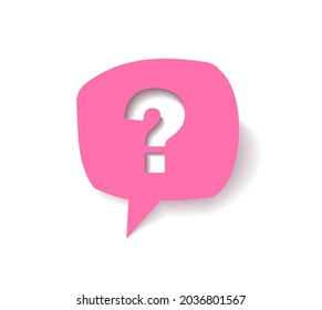 Question mark icon in pink speech bubble. questions sign. Vector illustration, Ask for help. bubble mark stamp.