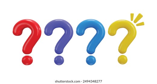 Question mark icon set 3d rendering vector illustration