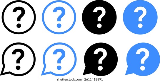 Question mark icon set. Ask icons. Question mark sign and symbol. Chat question icon. Question concept
