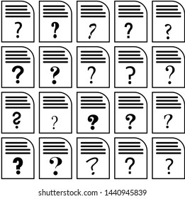 question mark icon set, black icon web, document with question mark design illustration, concept for design, sign and symbol, icon vector.