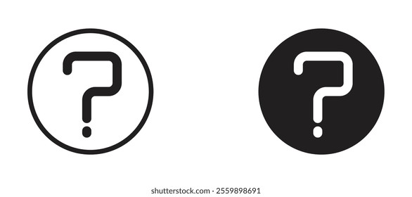 Question mark Icon set in black color for ui designs
