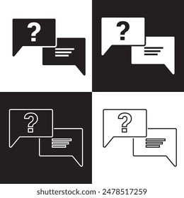 Question mark icon set. Bubble question icon, FAQ questions symbol on a white and black background. Vector illustration.  EPS 10
