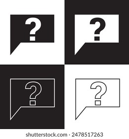 Question mark icon set. Bubble question icon, FAQ questions symbol on a white and black background. Vector illustration.  EPS 10
