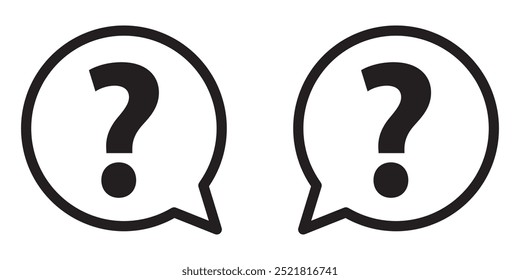 Question mark icon set. Bubble question icon, FAQ questions symbol on a white background.