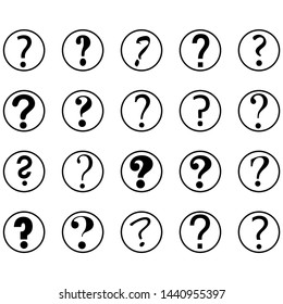 question mark icon set, question mark in circle design illustration, concept for design, sign and symbol, icon vector.