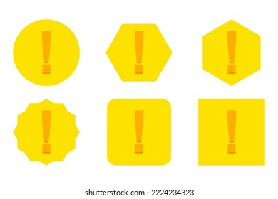 Question mark Icon Set, FAQ sign, Help symbol. Exclamation mark Icon Set, Attention sign, Caution icon, Hazard warning symbol. Light blue and Yellow style.