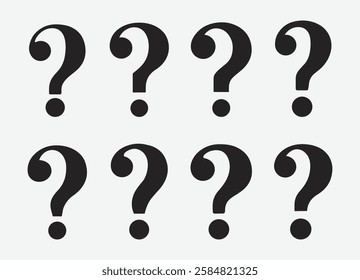 Question Mark Icon Set. Minimal Question Mark Icon Set. Bold Question Symbol Pack. Clean Question Mark Vectors.