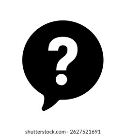 Question mark icon set on white background – vector. Help speech bubble symbol. Chat question icon. Question concept.