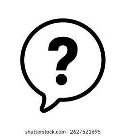 Question mark icon set on white background – vector. Help speech bubble symbol. Chat question icon. Question concept.