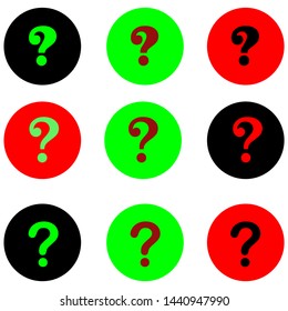 question mark icon set, symbol icon web, question mark in circle red, green and blue design illustration, concept for design, sign and symbol, icon vector.