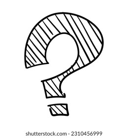 Question mark icon in sketch style. Help symbol. FAQ sign on white background. Quiz vector symbol.