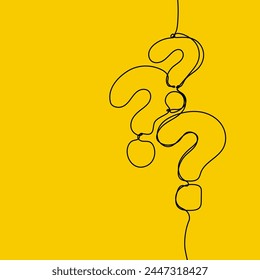 Question mark icon in sketch style. Help and quiz vector symbol. FAQ single continuous line. Editable stroke.
