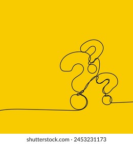 Fragezeichensymbol im Skizzenstil. Hilfe- und Quiz-Vektorgrafik. FAQ eine durchgehende Linie. Bearbeitbarer Strich.