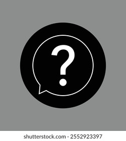 The question mark icon in a sleek black circle against a subtle gray background offers a modern and minimalist design, Vector question mark icon