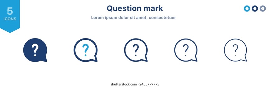 Question mark icon in speech bubble, Help icon, service chat sign button, customer support icon - faq icons	
