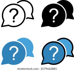 Question mark icon in speech bubble, Help icon, service chat sign button, customer support icon
