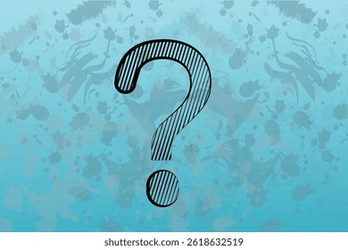 Question mark icon symbol on blue grunge wall texture, Curiosity Quiz concept, vector illustration design background