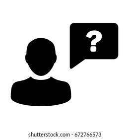 Question Mark Icon Vector With Person Message Male User Avatar Symbol in Flat Color Glyph Pictogram illustration