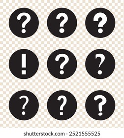 Question mark icon vector set . Question vector .