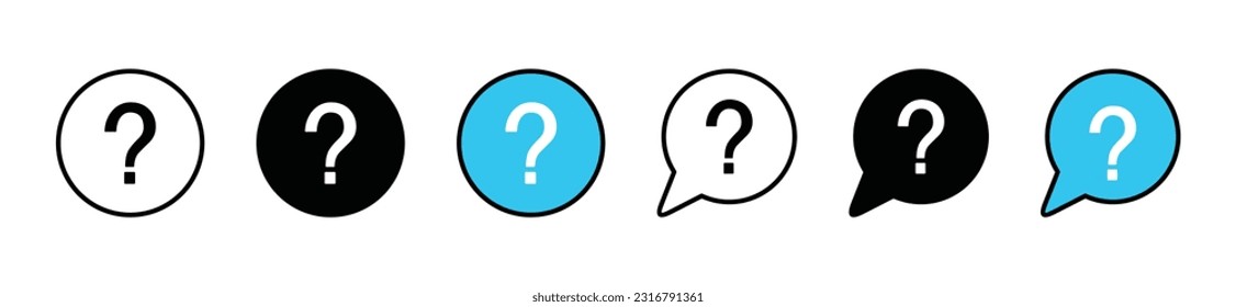 Question mark icon vector. Question mark with talk bubble speech. Chat questions icon symbol collection in line and flat style on white background for app and website. Vector illustration