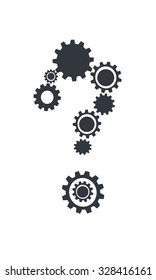 Question mark icon wit gears vector