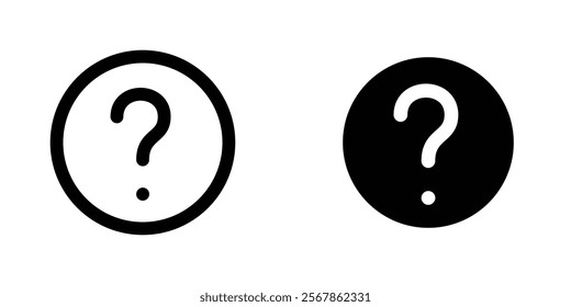 Question mark icons collection in Filled flat and thin line style.