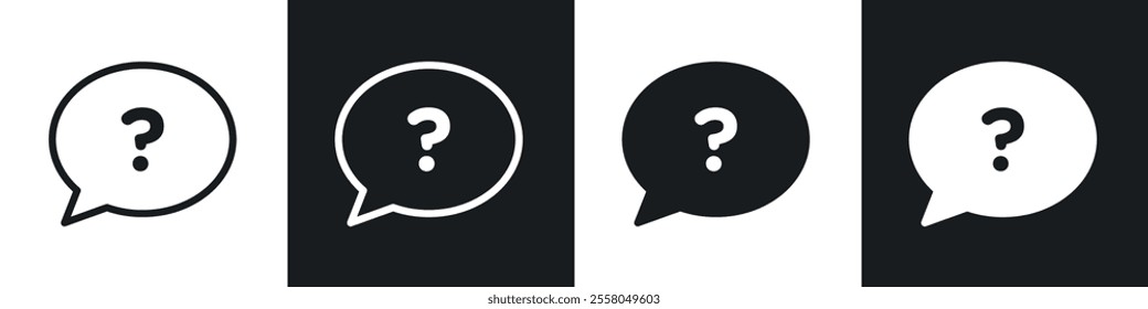 Question mark icons pack in black and white filled and outlined versions.