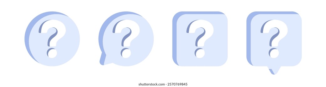 Question mark icons. Set of Speech bubble with question mark in flat style. FAQ, support, help concept. Vector illustration isolated on white background.