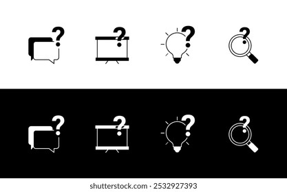 Fragezeichen-Symbole: Symbole der Untersuchung und Unsicherheit. Fragliche Unterhaltung. Offene Diskussion. Auf der Suche nach Klarheit.