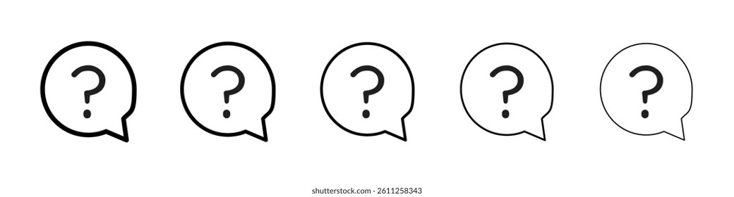 Question mark icons vector set in different stroke line style