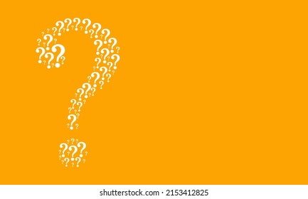 question mark. illustration of a question mark consisting of many question marks. simple illustration on orange background. Copy space