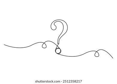 Question mark illustration. Continuous line drawing. Minimalist black outline. Simple vector design.