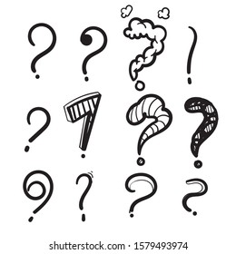 Question Mark illustration with hand drawn doodle element