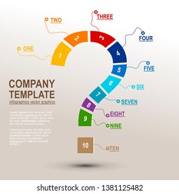 Question mark infographic template made from colors and numbers - Vector