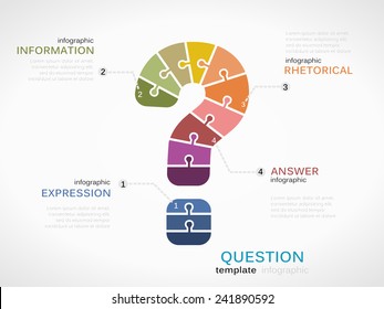Question mark infographic template with puzzled jigsaw symbol