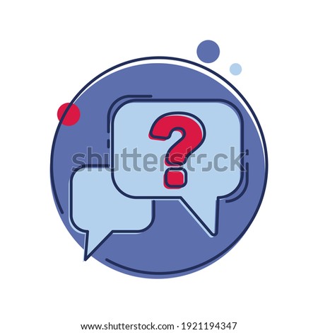 Question mark inside chat bubble. Quiz, query, doubt, questions concept. Flat style illustration. 