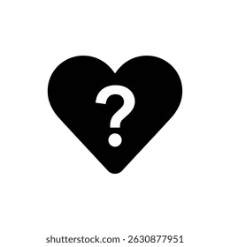 Question Mark Inside Heart Icon for Curiosity and Emotional Exploration