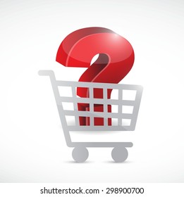 question mark inside a shopping cart. illustration design over white