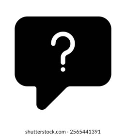 A question mark inside a speech bubble symbolizing a query