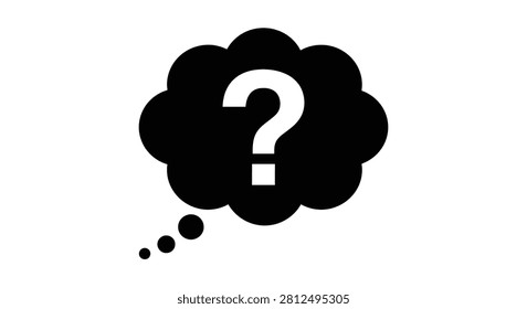 Question mark inside thought bubble silhouette speech