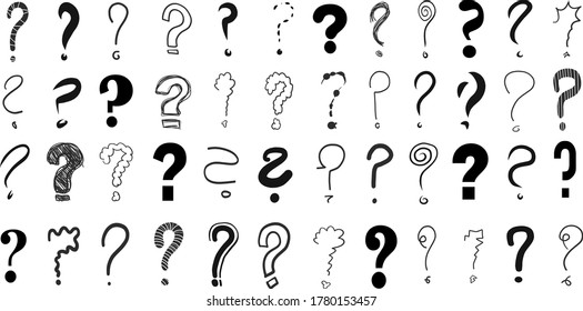 Question mark interrogation point sign hand drawn vector punctuation mark illustration query symbol ask questions icon scribble doodle sketches svg