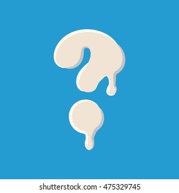Question mark isolated on baby blue background. Milky question mark vector illustration