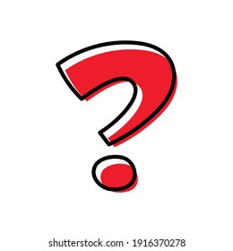 Question mark. Isolated on white background. Red question mark. Cartoon style. Vector graphics.