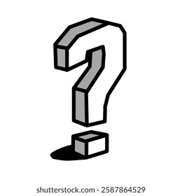 Question mark with isometric icon. Sign and symbol. Vector line art, clip art, minimalist simple outline. Hand drawing technology illustration. Sticker print design