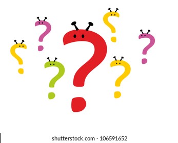 Question  mark in a joyful cartoon style. Vector illustration