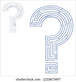 Question mark labyrinth, multi purpose concept. question mark maze. Labyrinth game way. Square maze, simple logic game with labyrinths way. How to find out quiz, finding exit path.