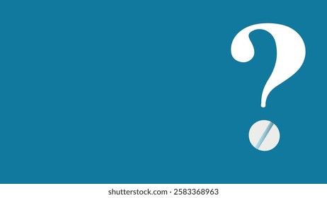 A question mark from laid out of medicine pills on blue background. Question mark tablet medicine for uncertain problems in drug selection and use. Medical pills with question marks.