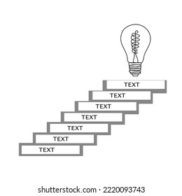 Question mark, lamp, stairs and stairs, idea concept, startup symbol, idea with place for text.