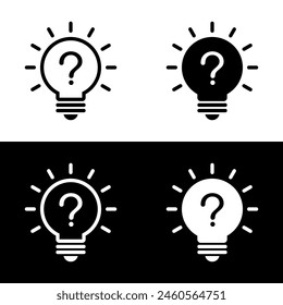 Icono de la bombilla del signo de interrogación. Concepto de lámpara Faq